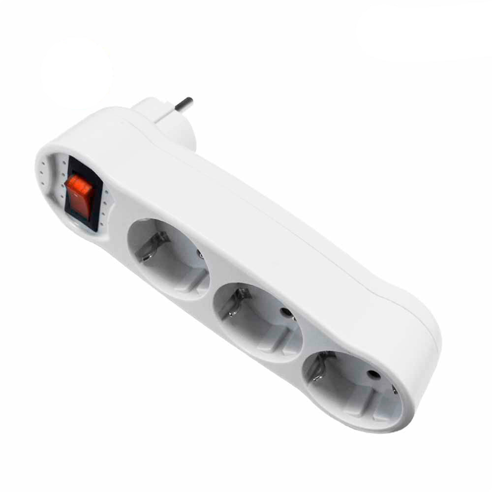 EDM triple adapter 2P+T, 16A 250V~ with illuminated switch