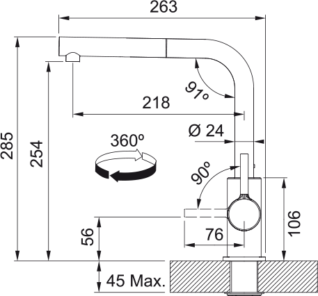 Franke Lina L Pull-Out Kitchen Faucet Matte Black 115.0712.435