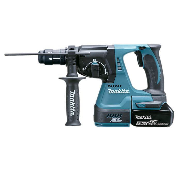 Makita DHR243RTJ 18V LXT 24mm BL Light Hammer Drill with 2 x 5Ah Batteries and Carrying Case