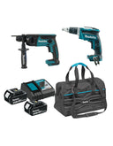 Combo Panel Yeso 18V Makita: Atornillador Pladur DFS452 + Martillo ligero DHR165 + 2 baterías 3.0Ah + bolsa