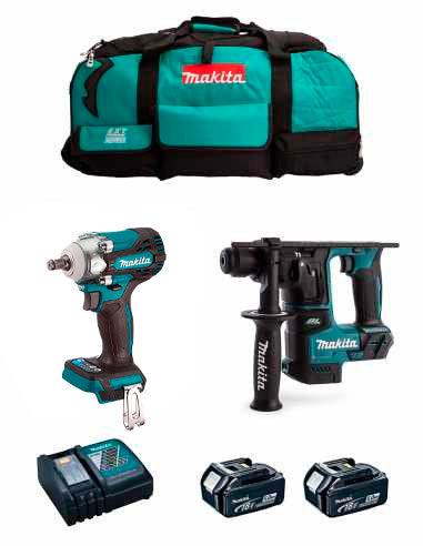 Kit Makita Llave de impacto DTW300 + Martillo DHR171 + 2bat 5Ah + cargador + bolsa LTX600 DLX2281BL2