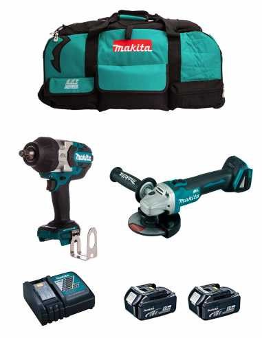 Kit Makita Impact wrench DTW700 + Mini-grinder DGA504 + 2bat 5Ah + charger + bag LTX600 DLX2700BL2