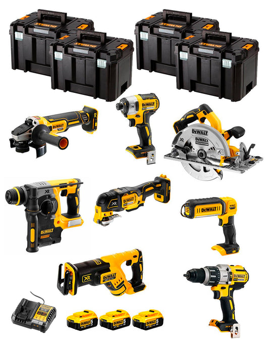 Dewalt Kit 8 tools + 3 bat 5ah + DCB1104 Charger + 4xTstak VI Kit DCK867P3 