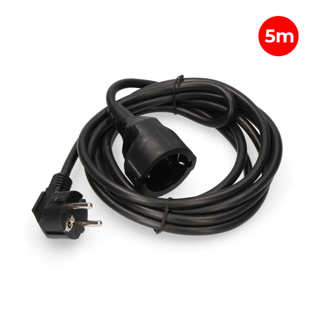 Extension lead with 1 2P+E socket, 16A 250V~, 5 m of H05VV-F 3G1.5mm² cable, black, EDM