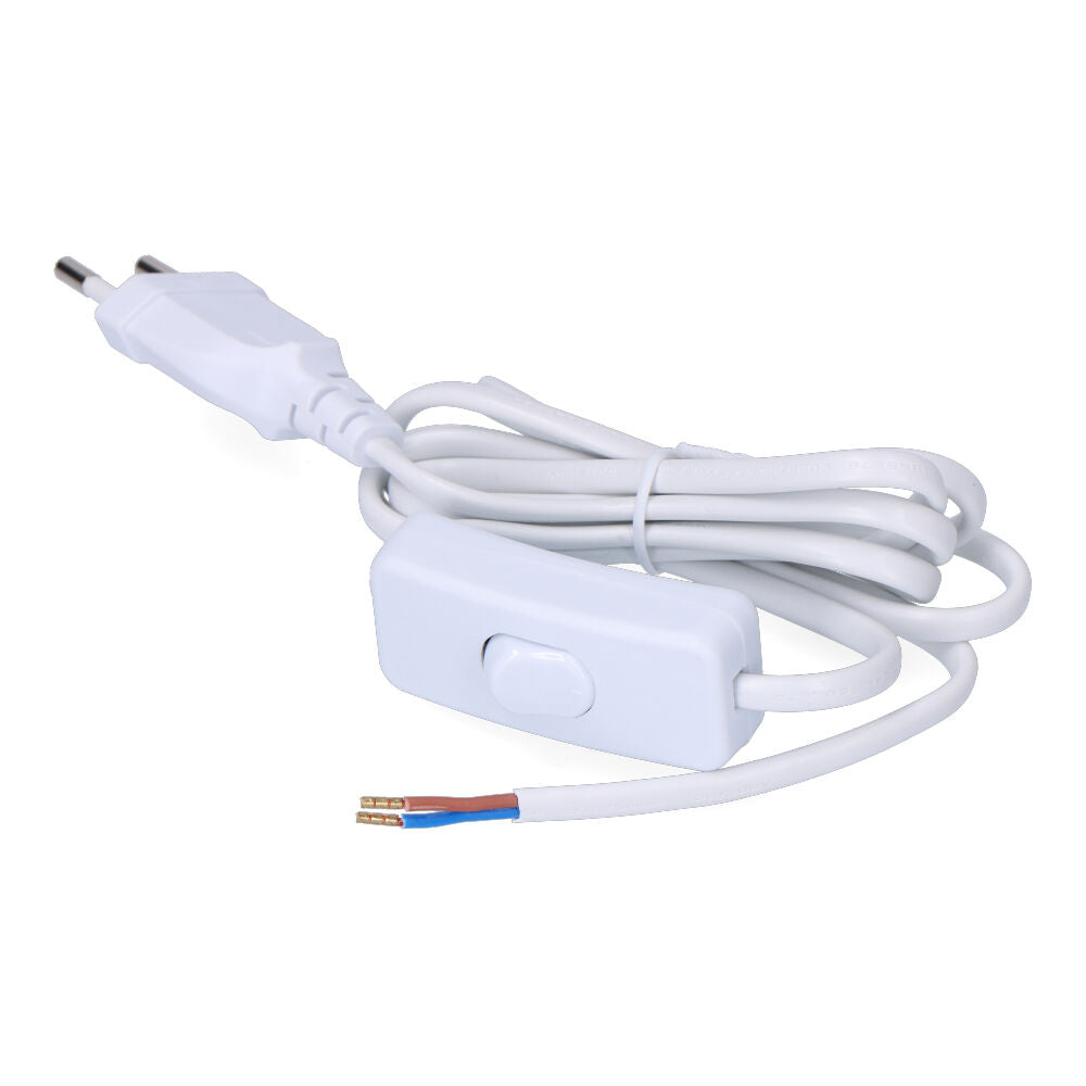 Connection with 3A switch, 1.5m, 2x0.75mm white flat cable, EDM