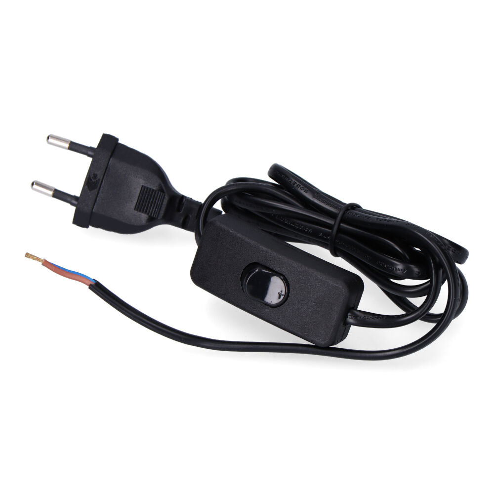 Connection with 3A switch, 1.5 m, 2x0.75 mm flat black EDM cable