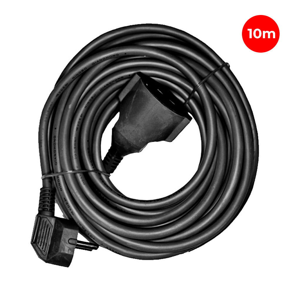 Extension cord with one 2P+E socket, 16A 250V~, and 10m of H05VV-F 3G1.5mm² cable, black, EDM