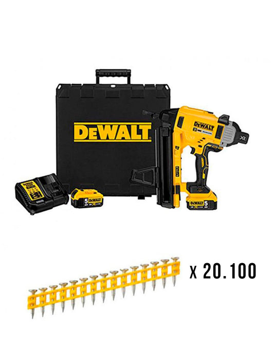 Combo Clavadora de Hormigón y Acero a Batería 18V DCN890P2 + 20.100 Clavos 20mm Dewalt