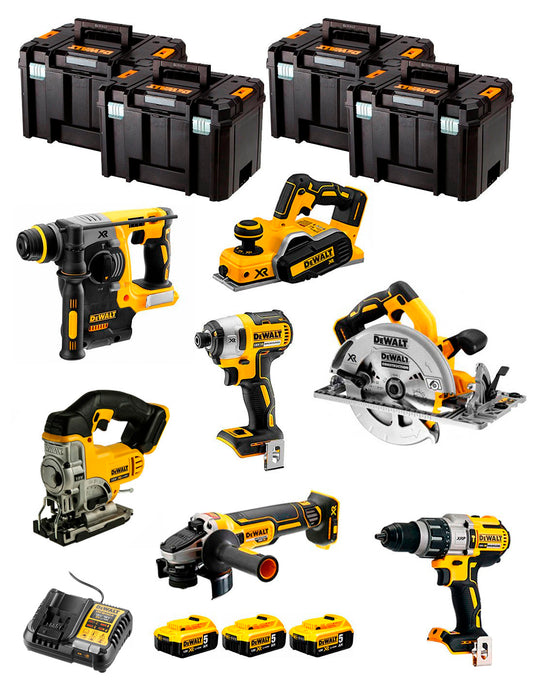 Dewalt Kit 7 tools + 3 bat 5ah + Charger DCB1104 + 4xTstak VI Kit DCK770P3