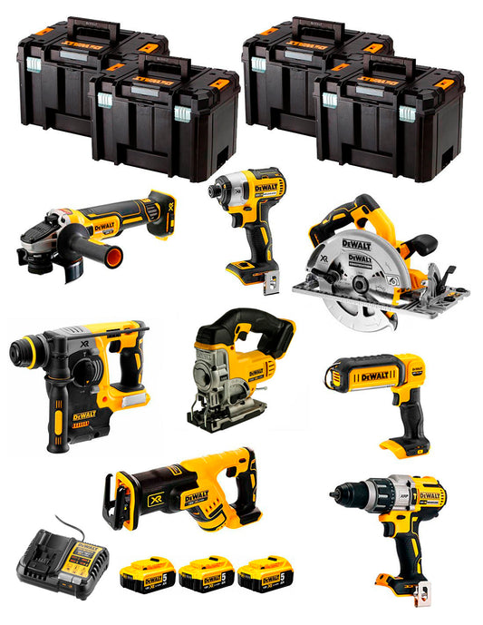 Dewalt Kit 8 tools + 3 bat 5ah + DCB1104 Charger + 4xTstak VI Kit DCK870P3 