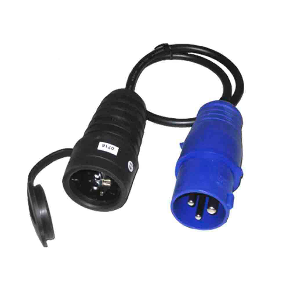 Adaptador clavija cetac 2P+T base Schuko 16A 230V 50cm EDM