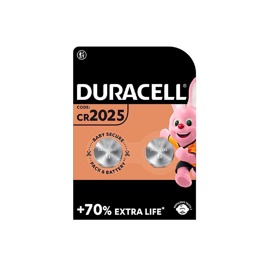 Paquete 2 Micro pilas de Botón litio Duracell Plus Power CR2025 3 V