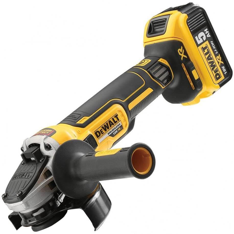 Amoladora 18V XR Sin Escobillas 125mm con 2 baterías 5Ah + Disco Dewalt DCG405P2X