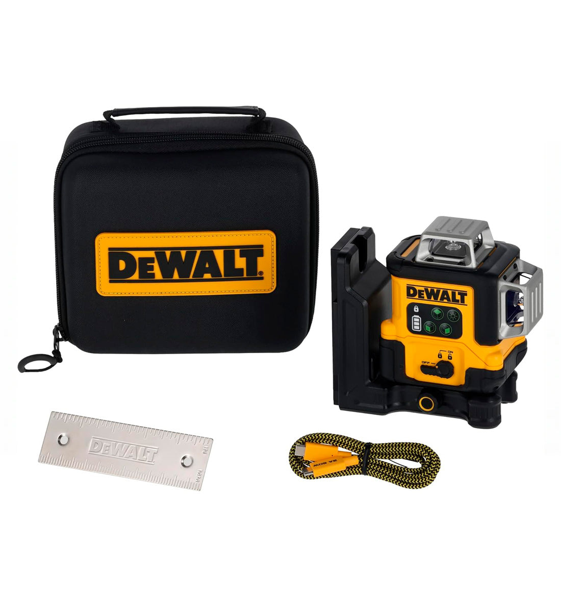 Nivel láser autonivelante USB-C Verde 3 lineas 360º Dewalt DCLE14361GB