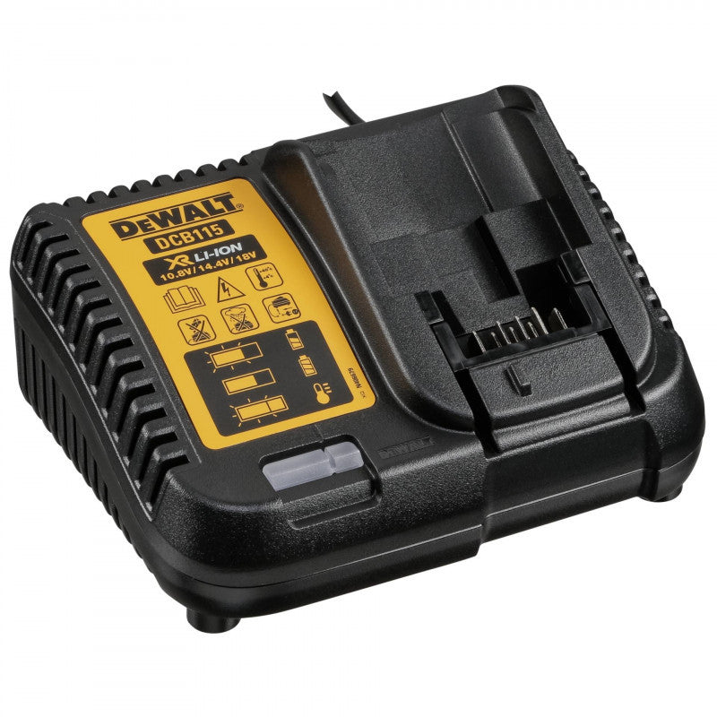 Set of 2 XR LI-ION 5 AH rail batteries and Dewalt DCB115P2-QW charger