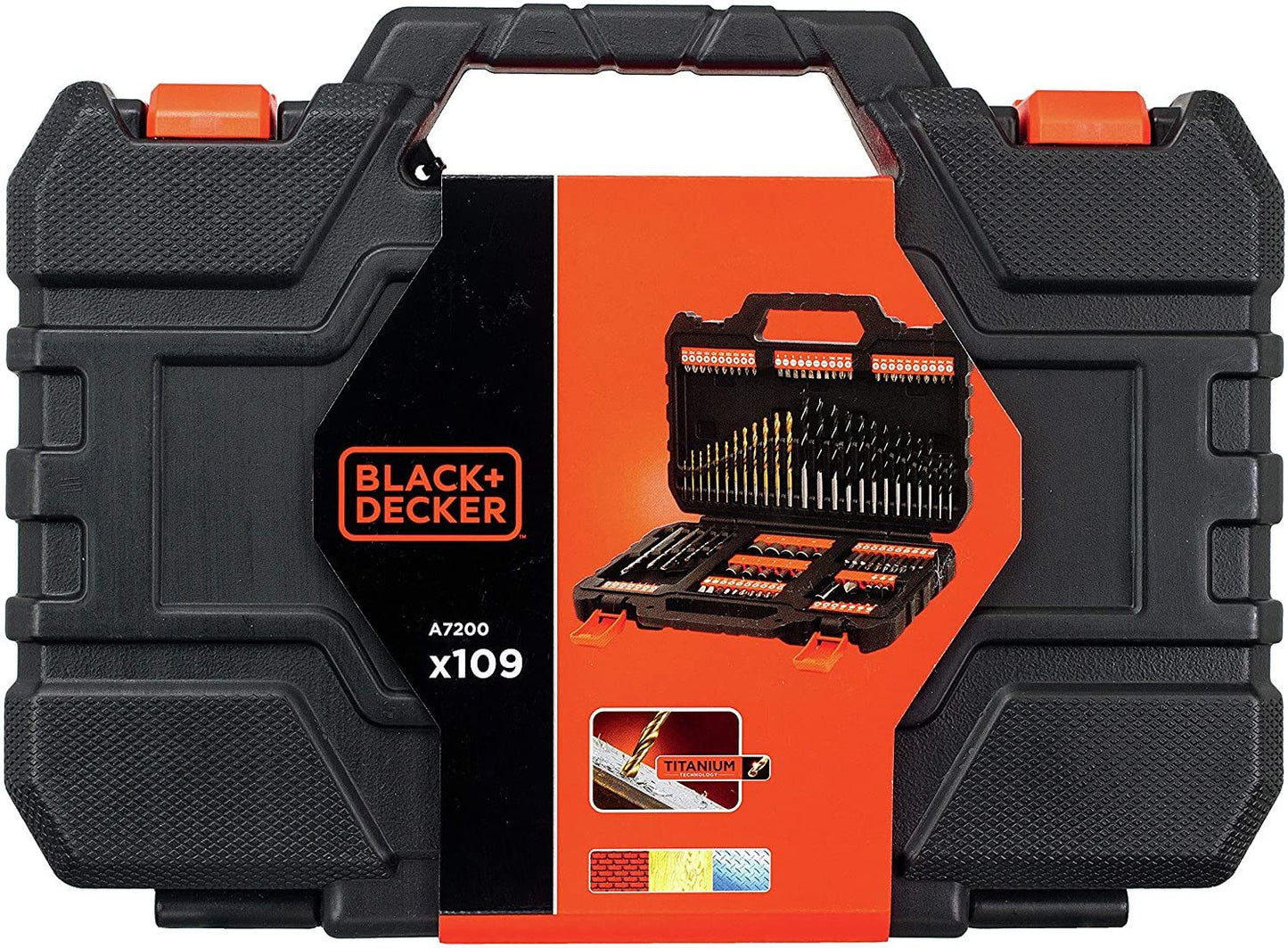 Juego de 109 piezas para Atornillar y taladrar con brocas "Titanio" A7200 Black+Decker BLACK + DECKER - 12