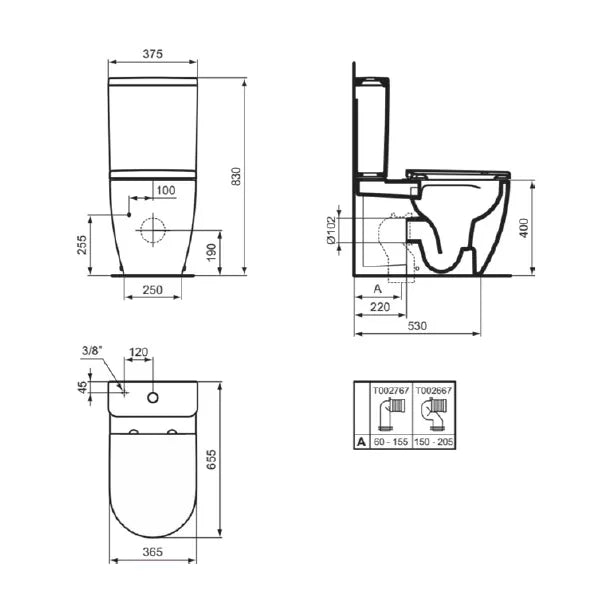 Inodoro completo a suelo con montaje a pared Ellisse Ideal Standard T569601