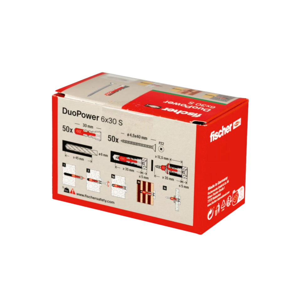 Caja Taco Duopower 6x30S + Tornillo Fischer 50uds