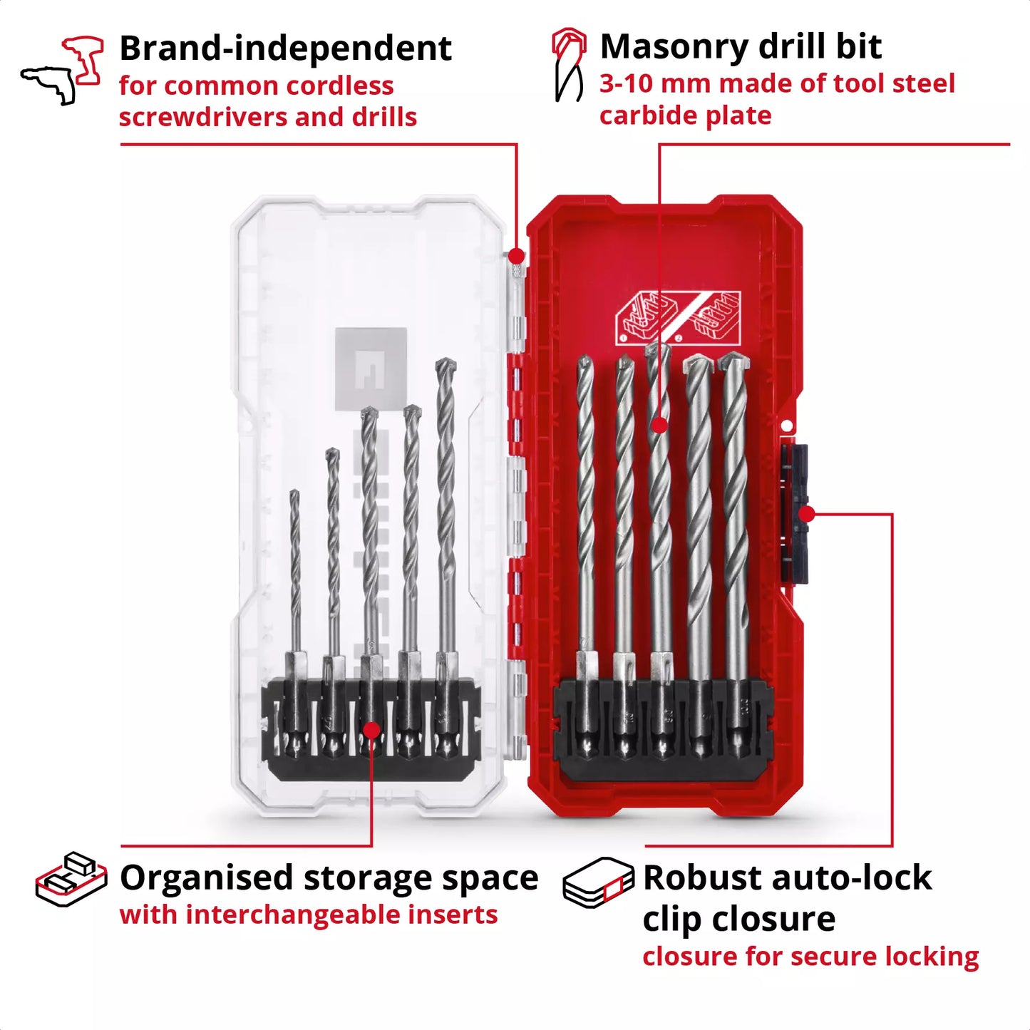Juego de brocas para piedra S-CASE LS 10pcs Einhell 49108743