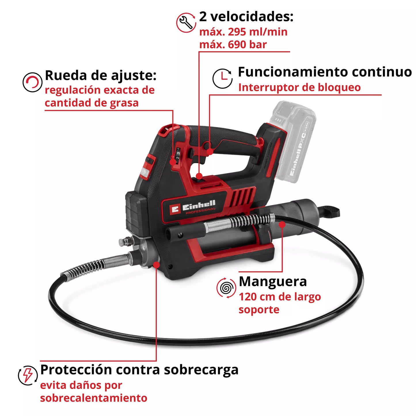 Engrasadora 690 bar 18V TP-GR 18/690 Li - Solo Einhell