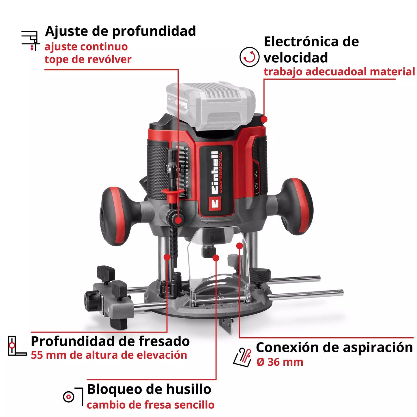 Fresadora 18V 55mm Einhell TP-RO 18/55 Li BL - Solo