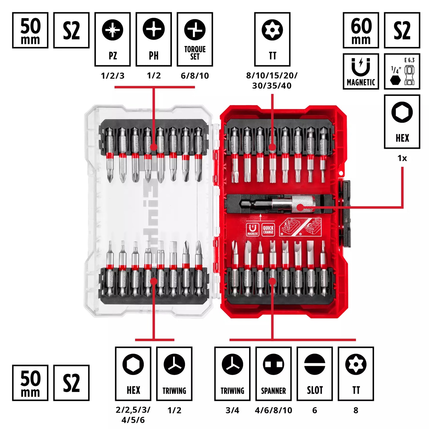 Juego de puntas largas M-CASE LS 33pcs Einhell 49118903