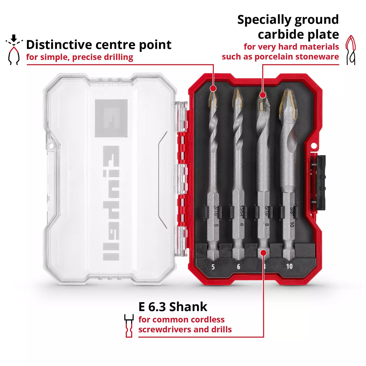 Set brocas porcelanico 4pcs XS-CASE Einhell 49051404