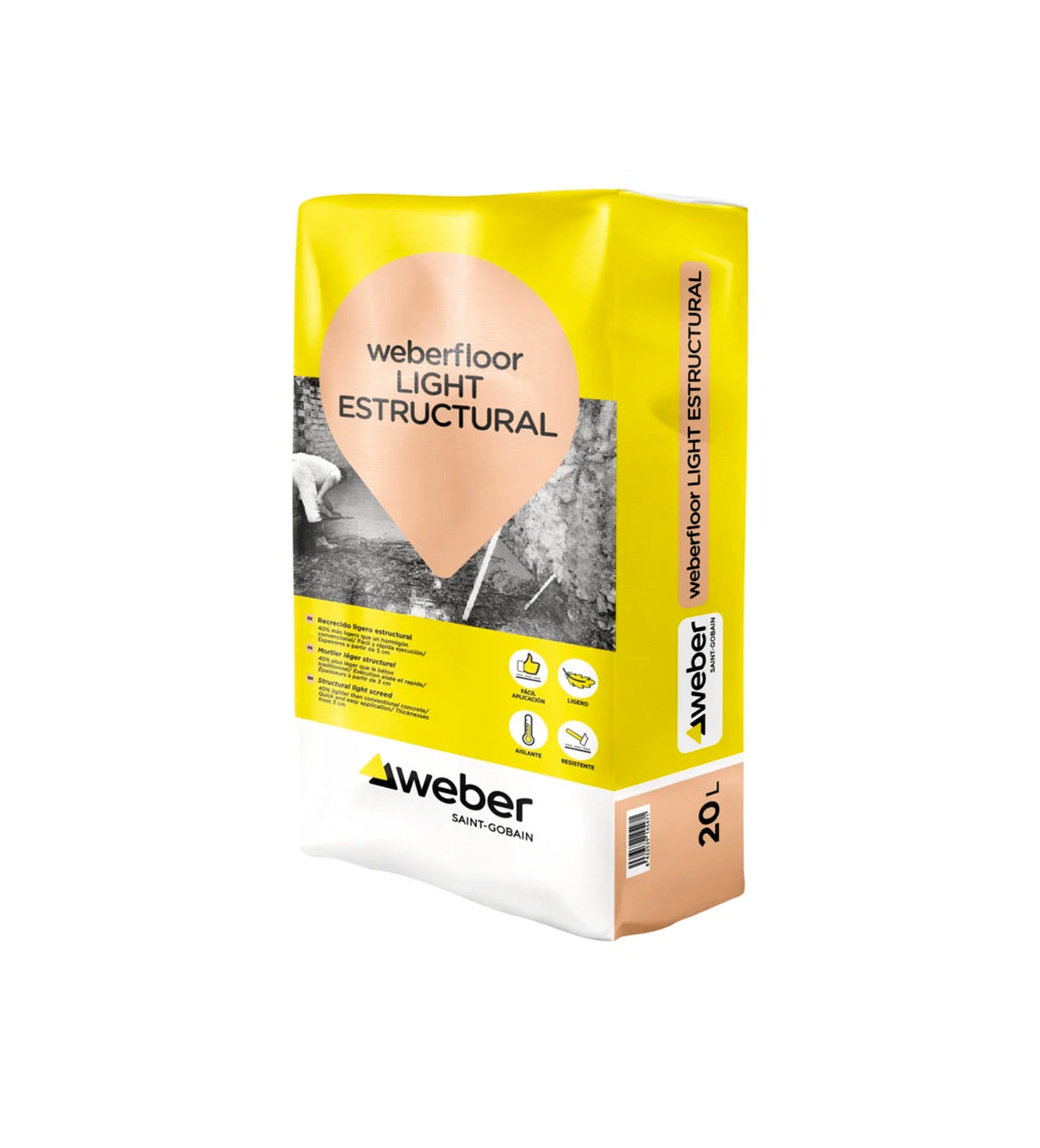Lightweight and insulating renovation mortar for large screeds Weberfloor LIGHT ESTRUCTURAL