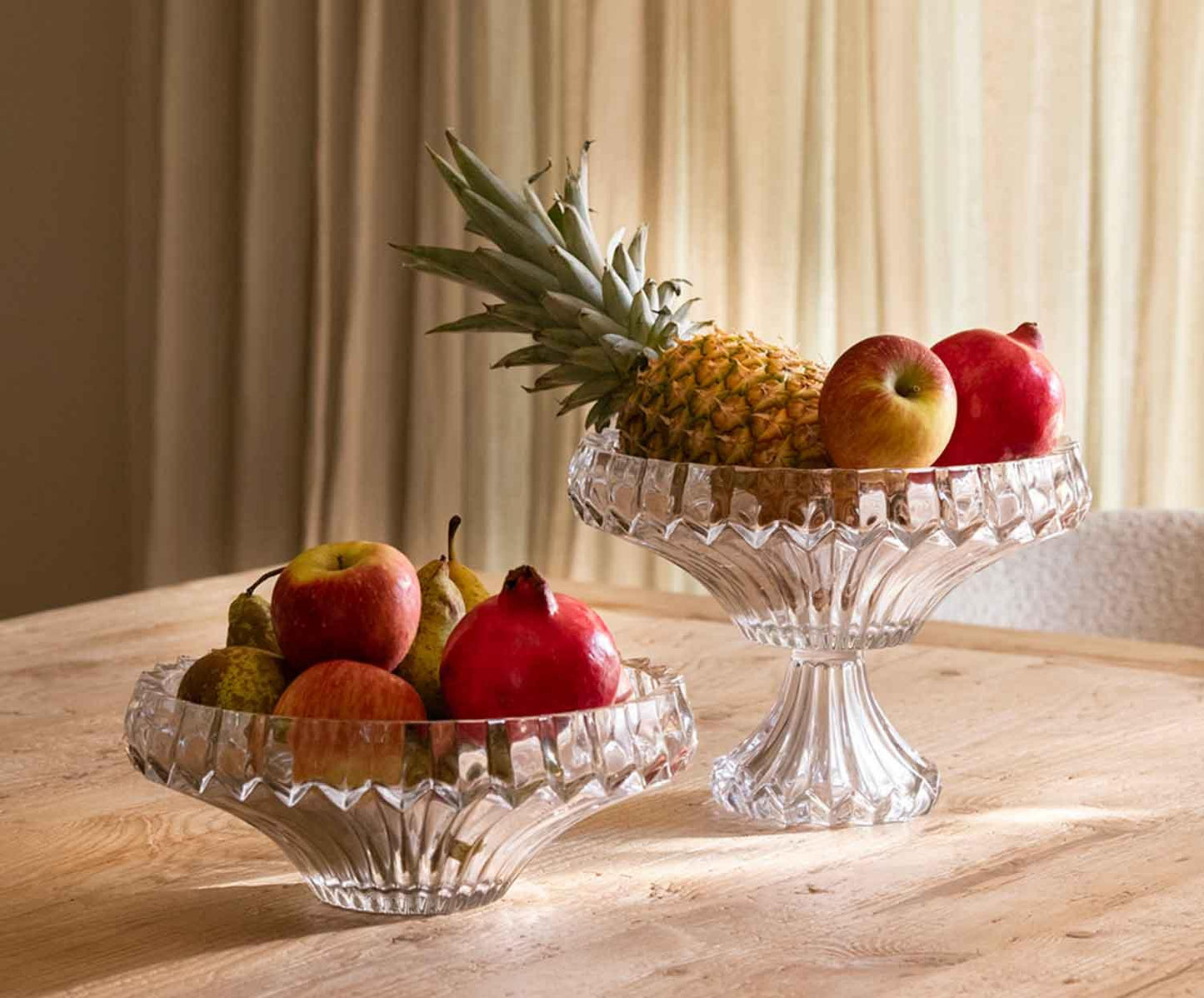 Frutero clásico de cristal tallado Ø31x12cm Andrea House