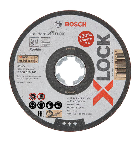 Box of 10 Standard Inox cutting discs with X-LOCK Bosch