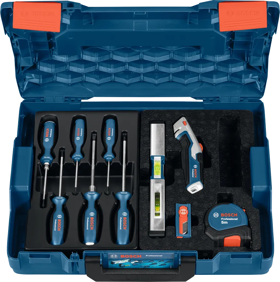 Set de destonilladores y herramientas manuales 19uds con maletín PRO Bosch